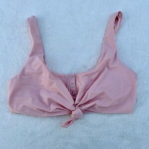 NoBo Front-Tie Bikini Top Pink Snap Button Front Juniors Large 11-13